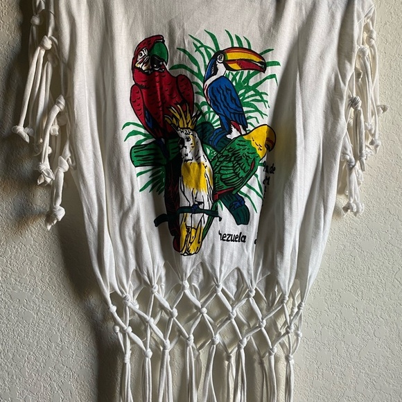 Vintage Venezuela Margarita Fringed Parrot Graphic Grunge Boho Tropical Tee L - Picture 6 of 9